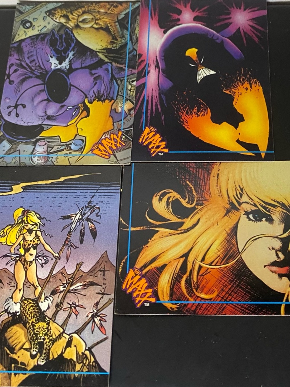 Vintage Comic Art Trading Cards - Bold Purple & Orange Palette